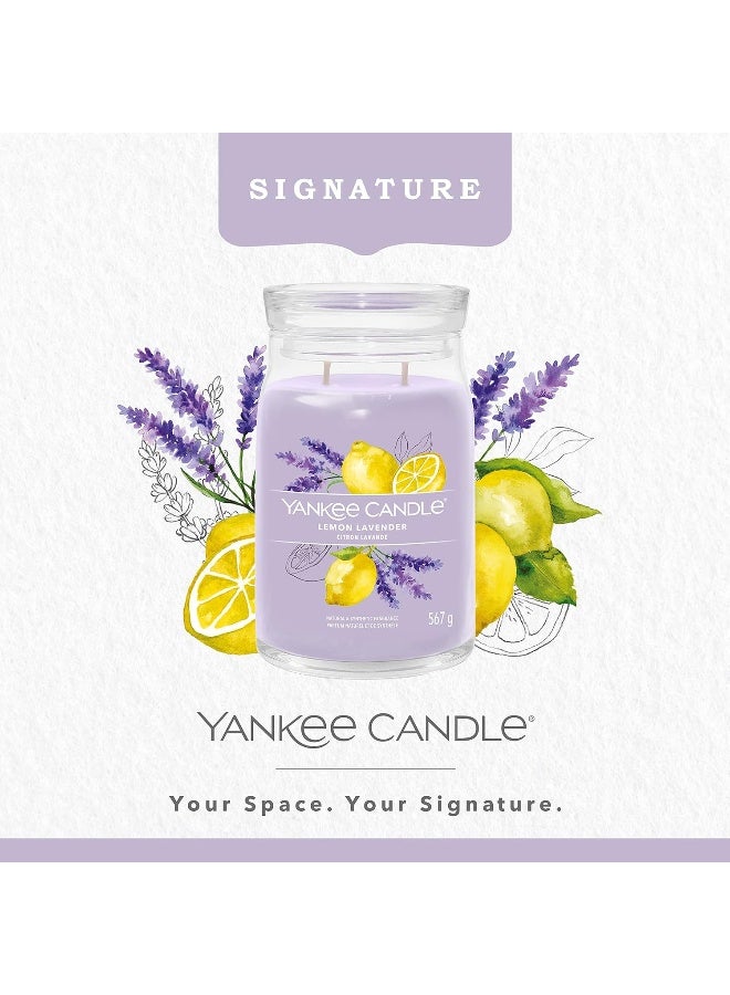 Candle Signature Scented Candle | Lemon Lavender Large Jar Candle with Double Wicks | Soy Wax Blend Long Burning Candle | Perfect Gifts for Women