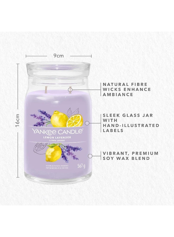 Candle Signature Scented Candle | Lemon Lavender Large Jar Candle with Double Wicks | Soy Wax Blend Long Burning Candle | Perfect Gifts for Women