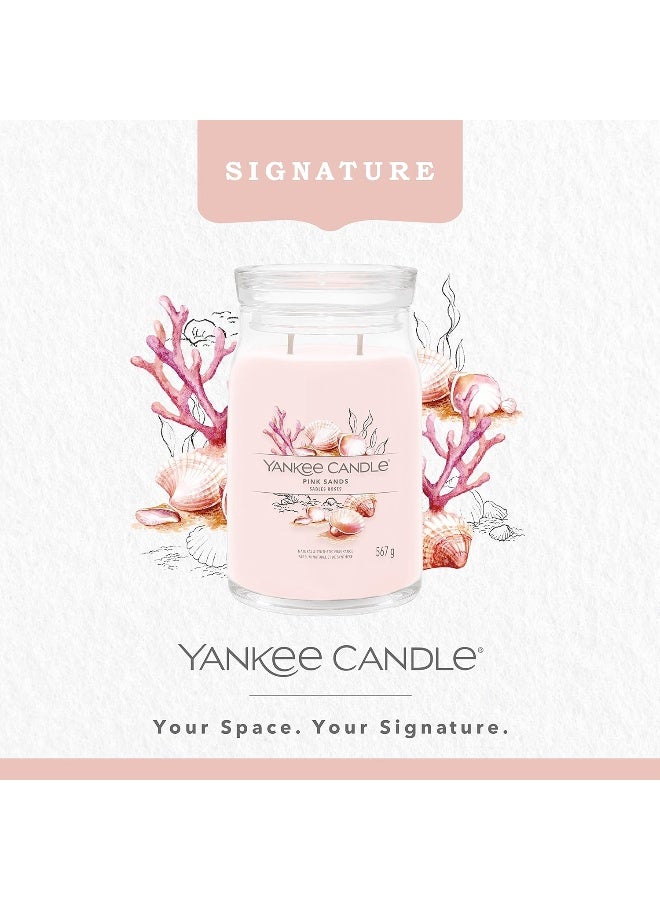 Signature Scented Candle | Pink Sands Large Jar Candle with Double Wicks | Soy Wax Blend Long Burning Candle | Perfect Gifts for Women