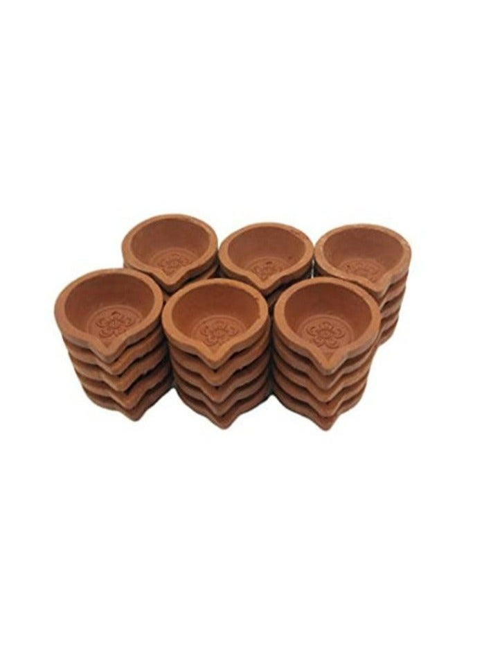 Natural Clay Traditional Diwali Ke Diye | Earthen Clay Diya | Mitti Ka Diva | Diyas For Pooja (Set Of 24)