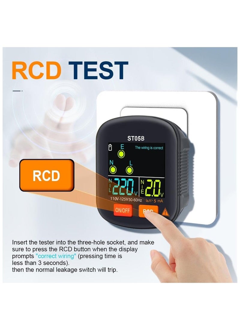 Outlet/Receptacle Tester Outlet Tester Electrical Standard 125V AC Outlets with LCD Display,  Socket Checker, Electric Voltage Tester 6 Visual Indication/Wiring Legend for Home & Professional Use