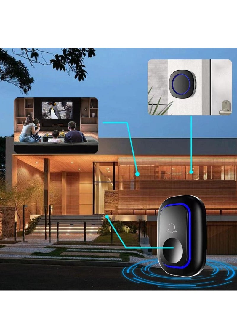 Doorbell, large enough range, portable wireless doorbell for home is suitable for interior and exterior walls