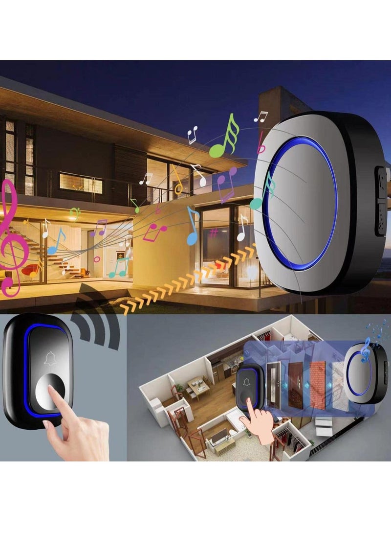 Doorbell, large enough range, portable wireless doorbell for home is suitable for interior and exterior walls