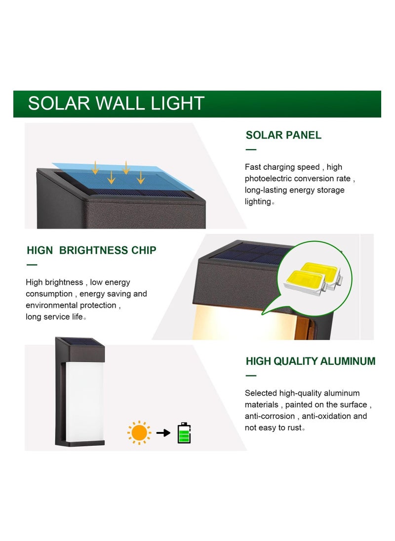 Solar Fence Lights, Outdoor Waterproof, Modern Solar Power Porch Light, Fixtures Solar Security Wall, Lights for Garden Yard Outside, Warm White, Wall Sconces Fixture House Front Door Garage