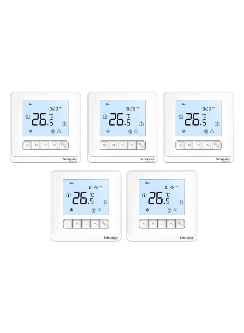 Schneider Space Logic Digital Thermostat Fan Coil On/Off LCD 2P 3 Fans TC903-3A2L - Pack of 5