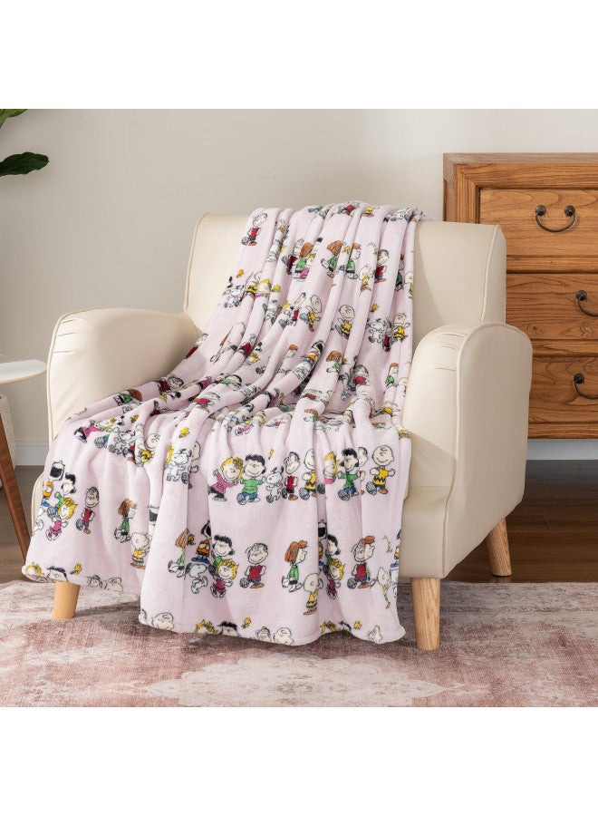 Berkshire Blanket Peanuts® VelvetLoft® Cute Character Snoopy Plush Throw Blanket,Peanuts Laughing Robe Lilac,55 in x 70 in (Official Peanuts® Product)