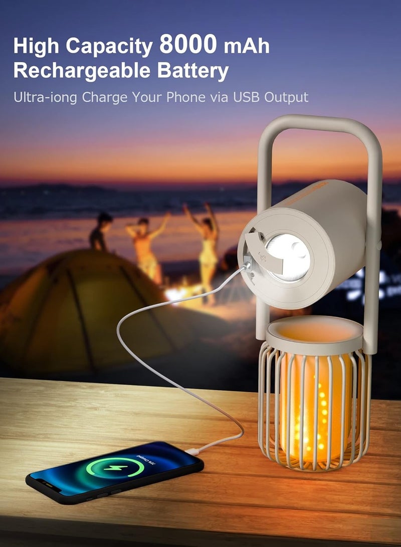 Camping Lantern Rechargeable, Bluetooth Speaker with Lamp, 5 Lights Modes, IPX5 Waterproof, 8000mAh Power Bank, Outdoor LED Lanterns for Hurricane, Power Outage, Emergency