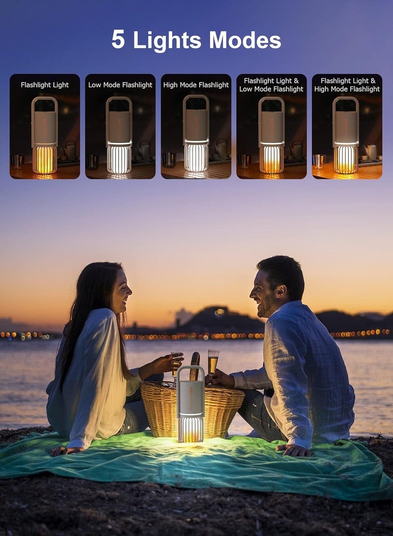 Camping Lantern Rechargeable, Bluetooth Speaker with Lamp, 5 Lights Modes, IPX5 Waterproof, 8000mAh Power Bank, Outdoor LED Lanterns for Hurricane, Power Outage, Emergency