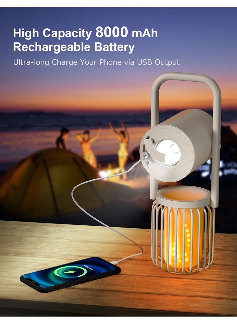 Camping Lantern Rechargeable, Bluetooth Speaker with Lamp, 5 Lights Modes, IPX5 Waterproof, 8000mAh Power Bank, Outdoor LED Lanterns for Hurricane, Power Outage, Emergency