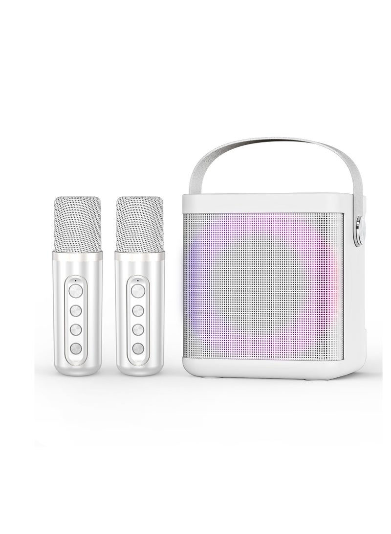 YS307 Home Karaoke Portable Bluetooth Speaker Dual Wireless Microphone white
