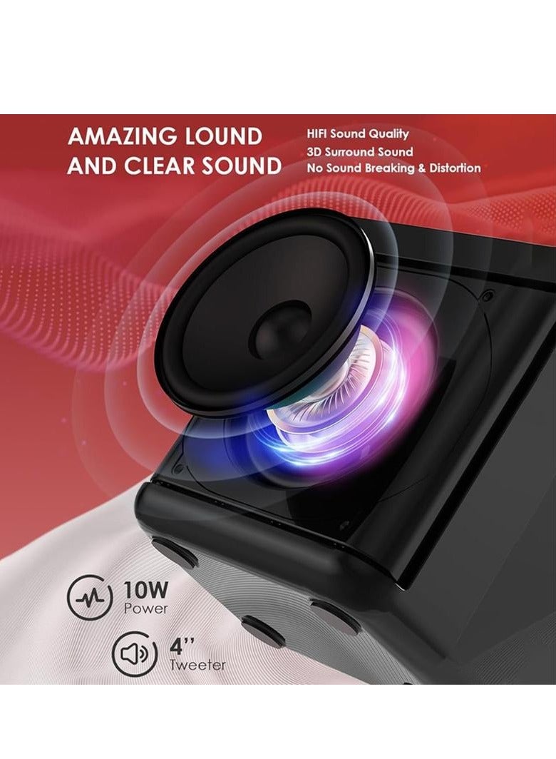 YS307 Home Karaoke Portable Bluetooth Speaker Dual Wireless Microphone Black