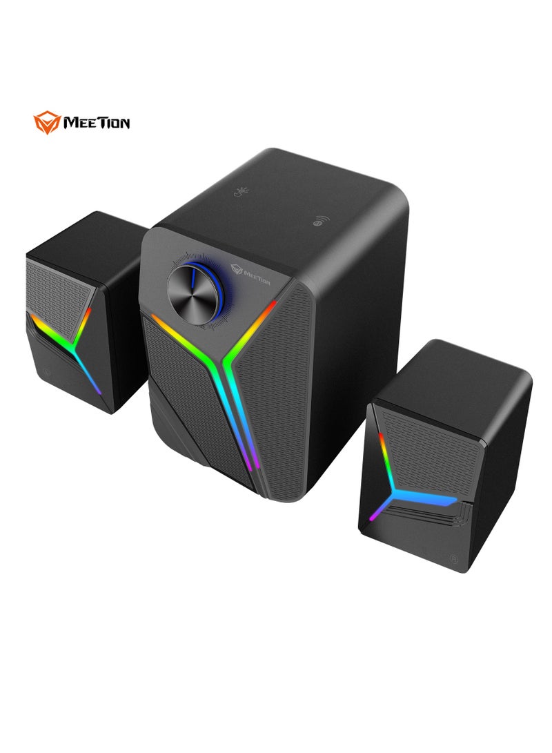 Meetion Pro 2.1 Gaming Desktop Speakers SP2111 RGB Pulse 15W Thunderous Output Ultimate 2.1 Channel Audio Experience