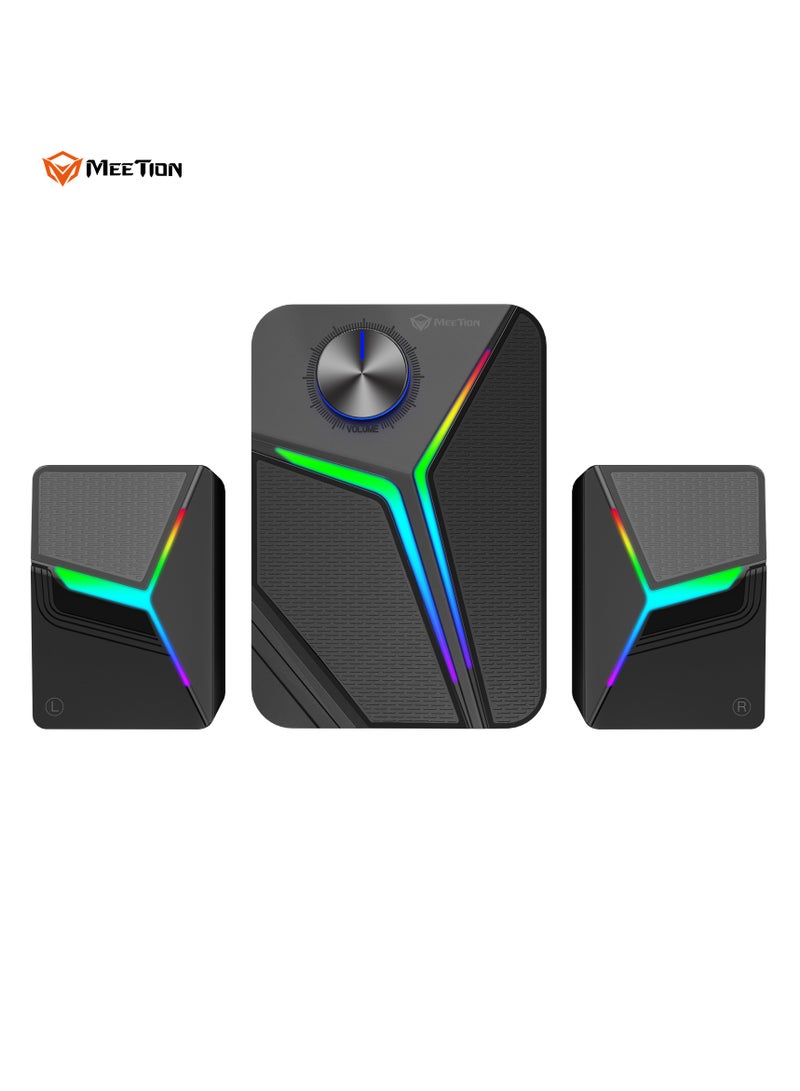 Meetion Pro 2.1 Gaming Desktop Speakers SP2111 RGB Pulse 15W Thunderous Output Ultimate 2.1 Channel Audio Experience