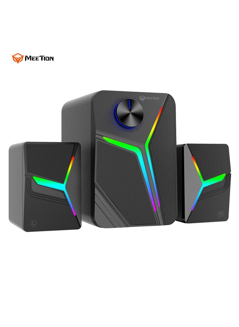 Meetion Pro 2.1 Gaming Desktop Speakers SP2111 RGB Pulse 15W Thunderous Output Ultimate 2.1 Channel Audio Experience