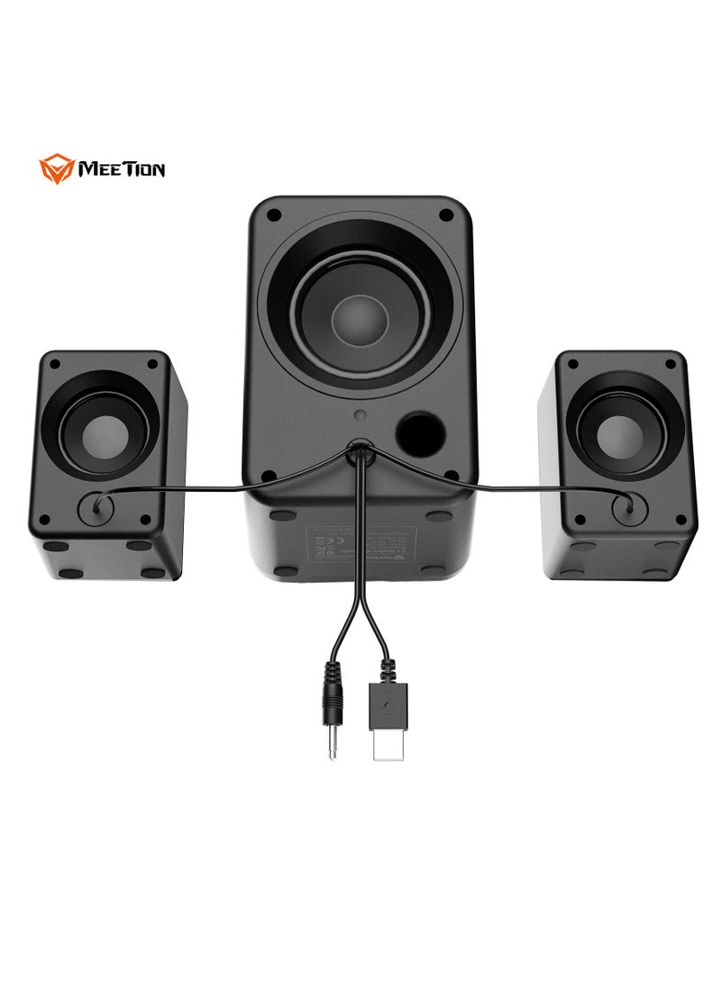 Meetion Pro 2.1 Gaming Desktop Speakers SP2111 RGB Pulse 15W Thunderous Output Ultimate 2.1 Channel Audio Experience