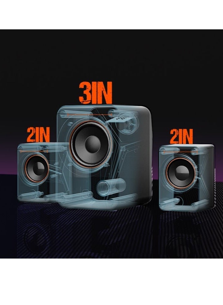 Meetion Pro 2.1 Gaming Desktop Speakers SP2111 RGB Pulse 15W Thunderous Output Ultimate 2.1 Channel Audio Experience