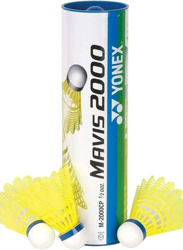 6-Piece Mavis 2000 Yellow Middle Shuttlecock