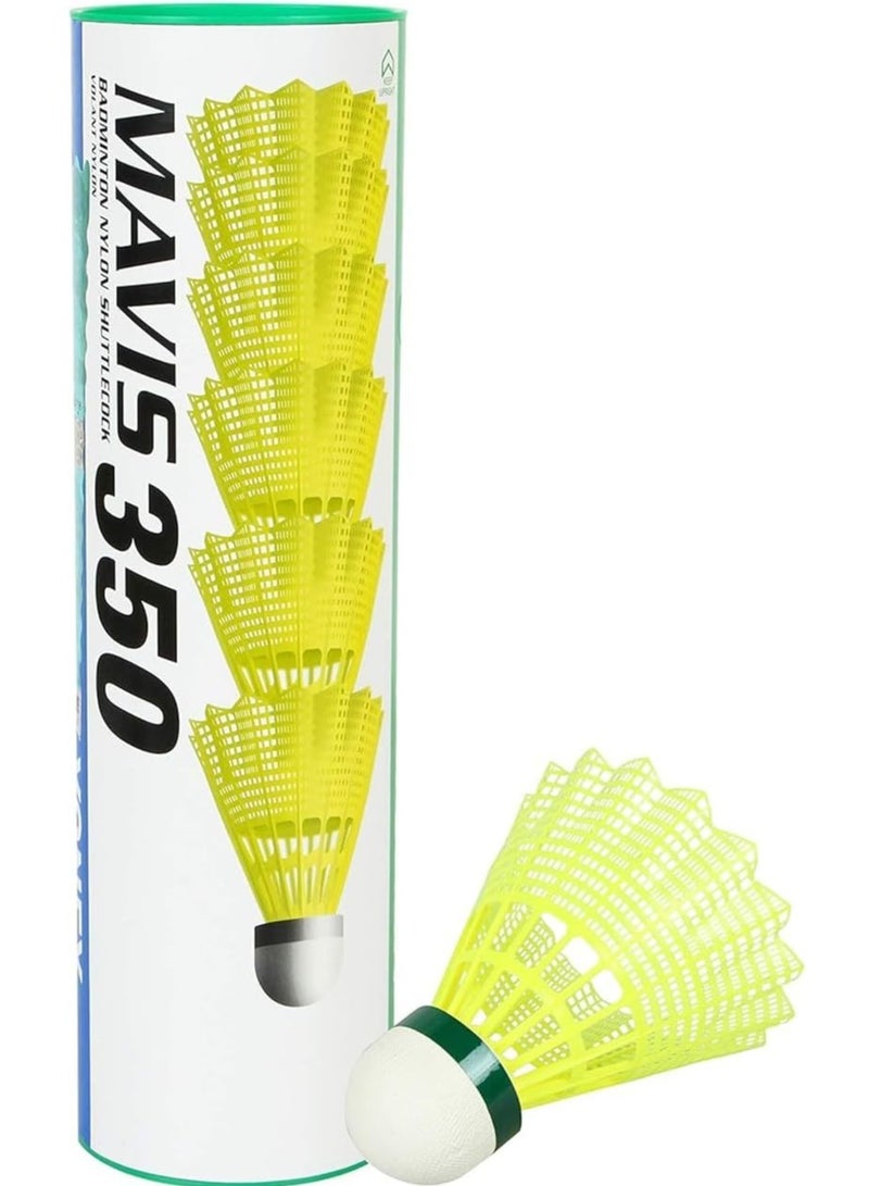 6-Piece Mavis 350 Yellow Slow Shuttlecock