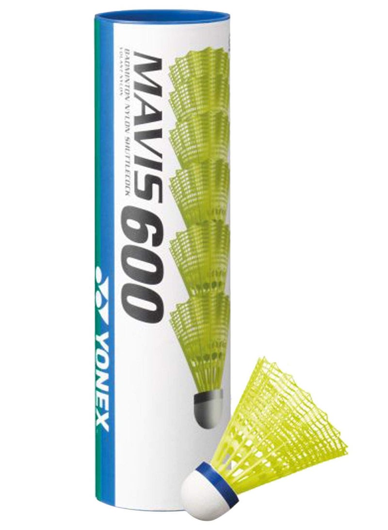 6-Piece Mavis 600 Yellow Middle Shuttlecock