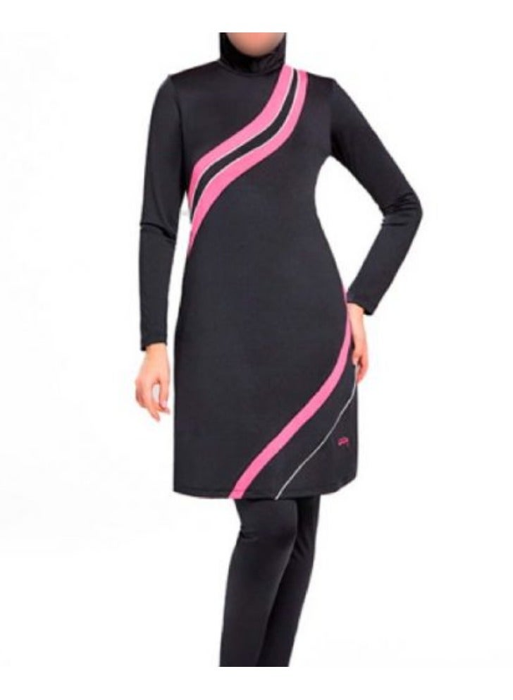 Stripe Design Burkini Black