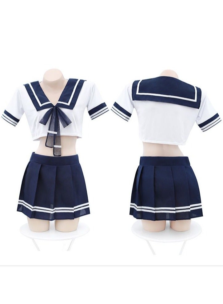 Lingerie Set with Tie for Women Girls Naughty College Style Cosplay Uniform Costume Comfy and Soft Ladies Cute Top and Skirt Sets