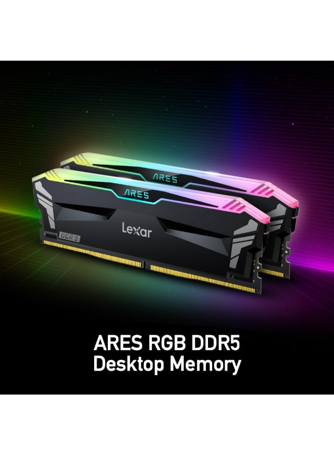 ARES RGB 32GB (2x16GB) DDR5 RAM 6400MHz CL32 1.4V Desktop Memory - Intel XMP 3.0 & AMD Expo Compatible | LD5EU016G-R6400GDLA Black