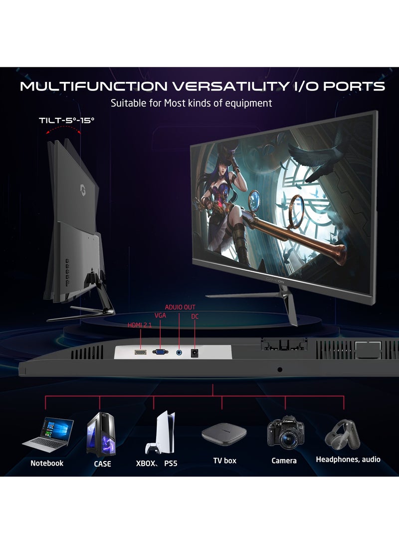 27 inch Gaming Monitor FHD 120Hz IPS 1ms, Wide IPS Screen Fast HDMI 2.1 and VGA Display Port Built-in Speakers Support PS5 Black