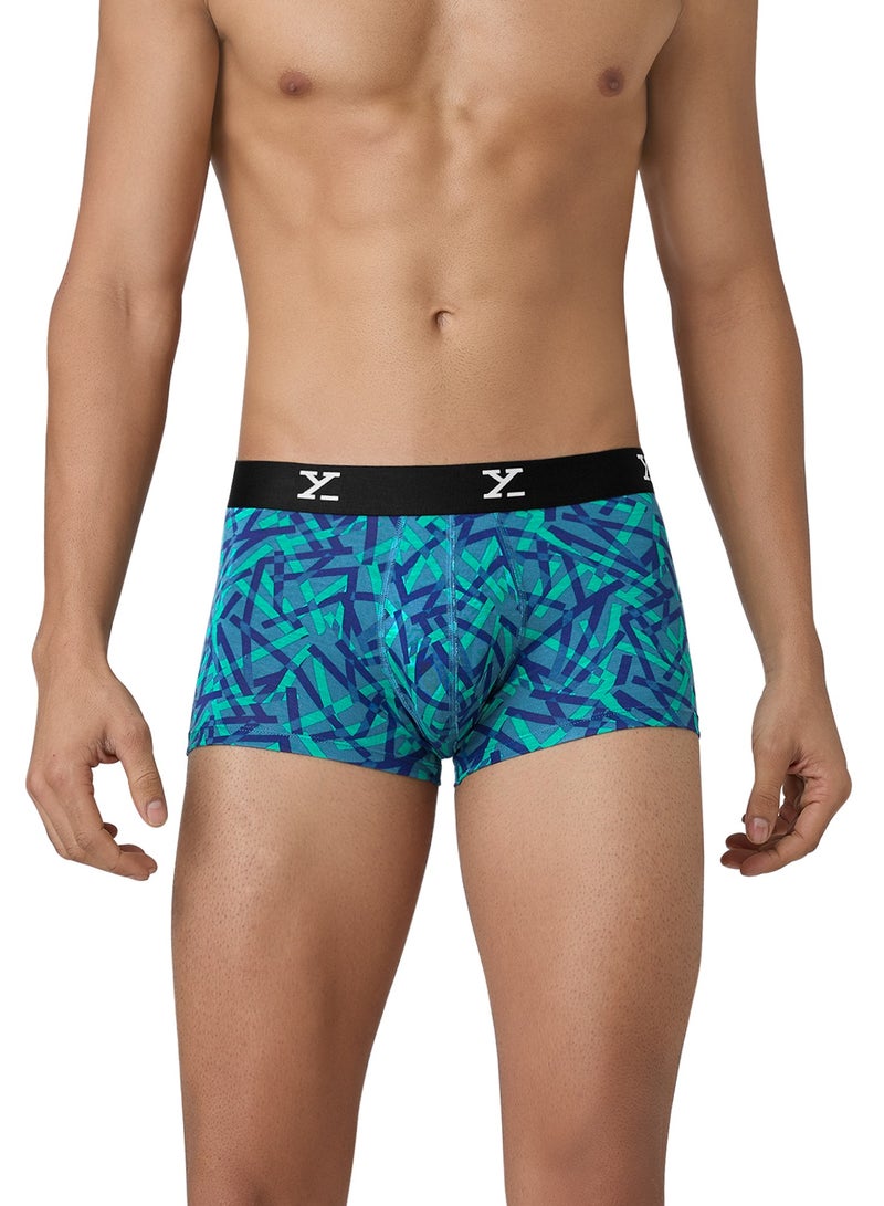 Pack of 3 Men's Shuffle Micromodal Regular Fit Printed Antimicrobial Trunks