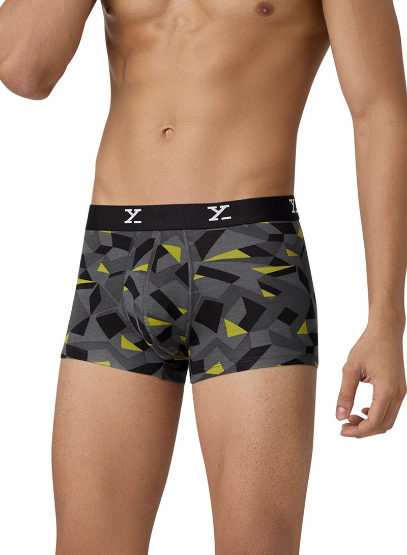 Pack of 3 Men's Shuffle Micromodal Regular Fit Printed Antimicrobial Trunks