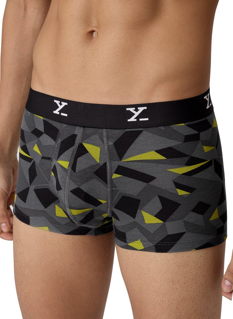 Pack of 3 Men's Shuffle Micromodal Regular Fit Printed Antimicrobial Trunks