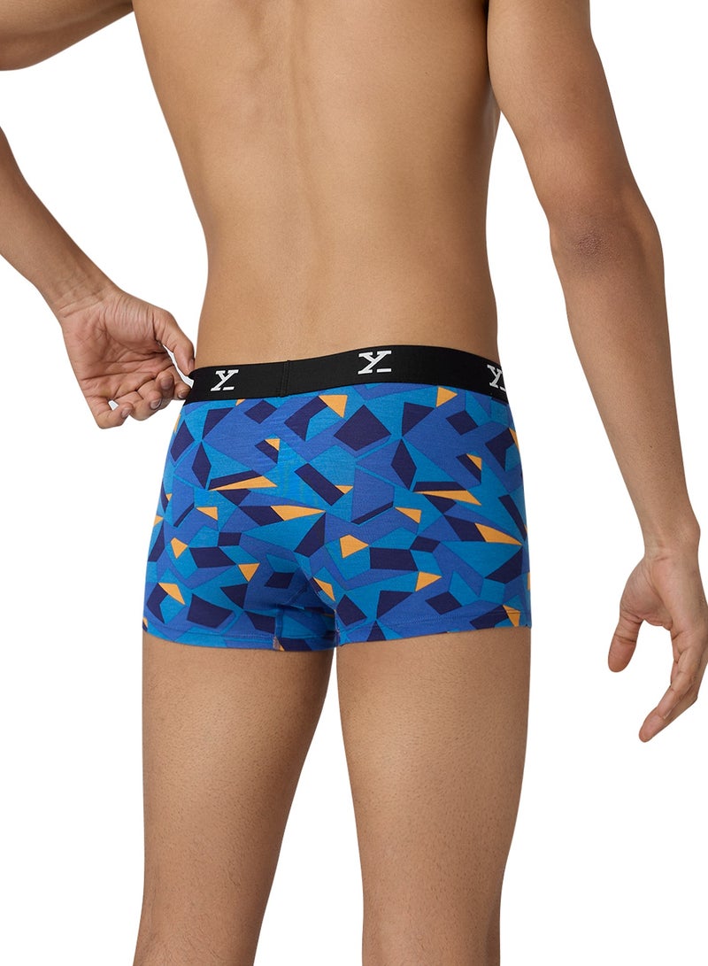 Pack of 3 Men's Shuffle Micromodal Regular Fit Printed Antimicrobial Trunks