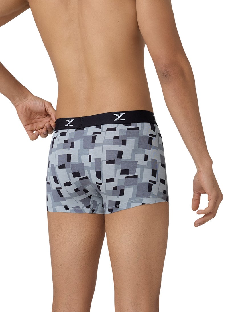 Pack of 3 Men's Shuffle Micromodal Regular Fit Printed Antimicrobial Trunks