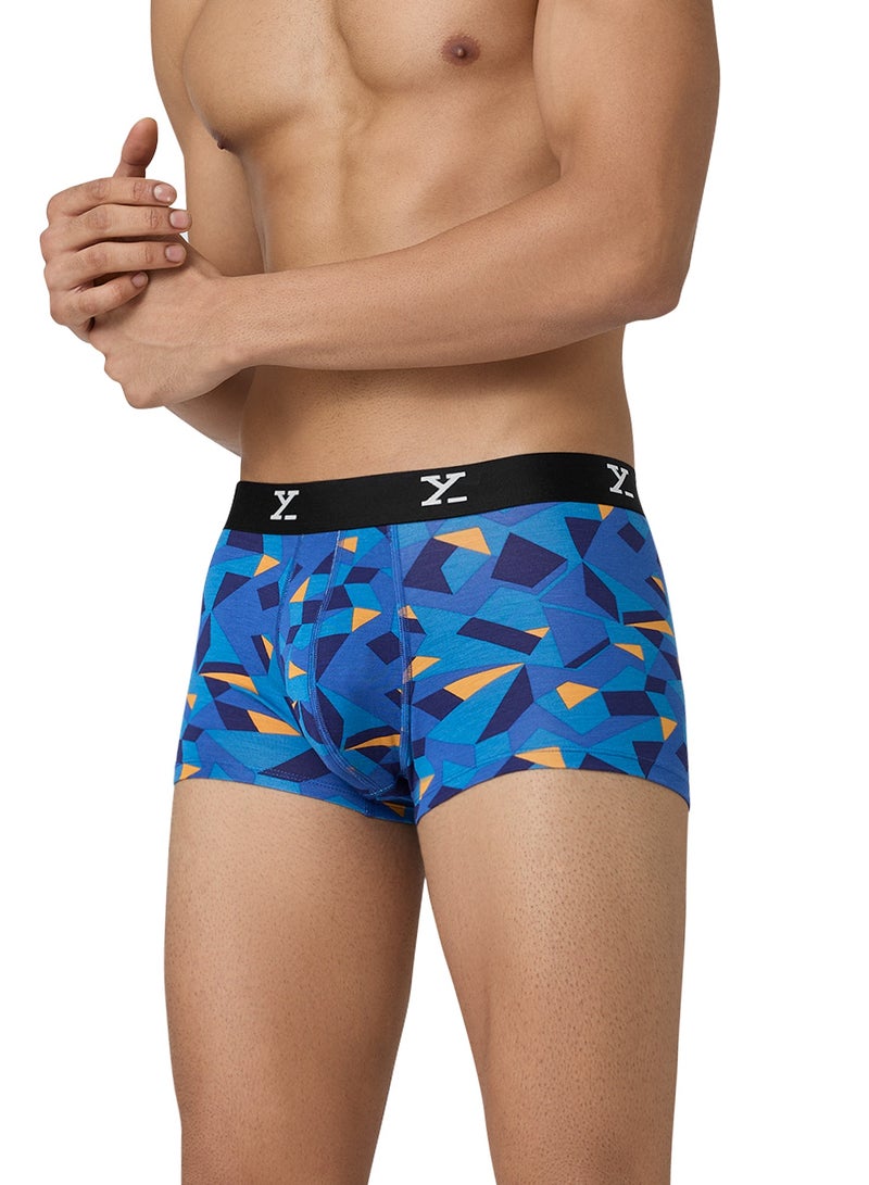 Pack of 3 Men's Shuffle Micromodal Regular Fit Printed Antimicrobial Trunks