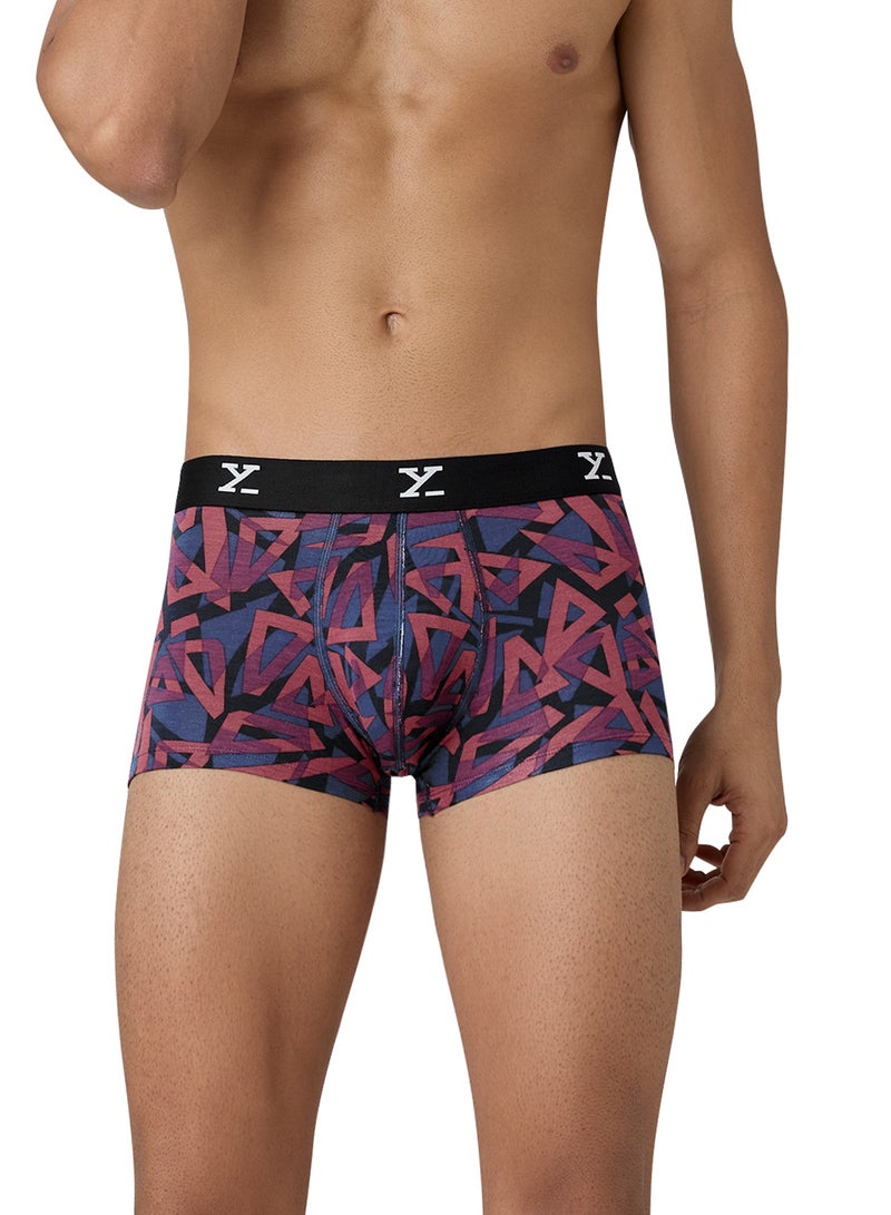 Pack of 3 Men's Shuffle Micromodal Regular Fit Printed Antimicrobial Trunks