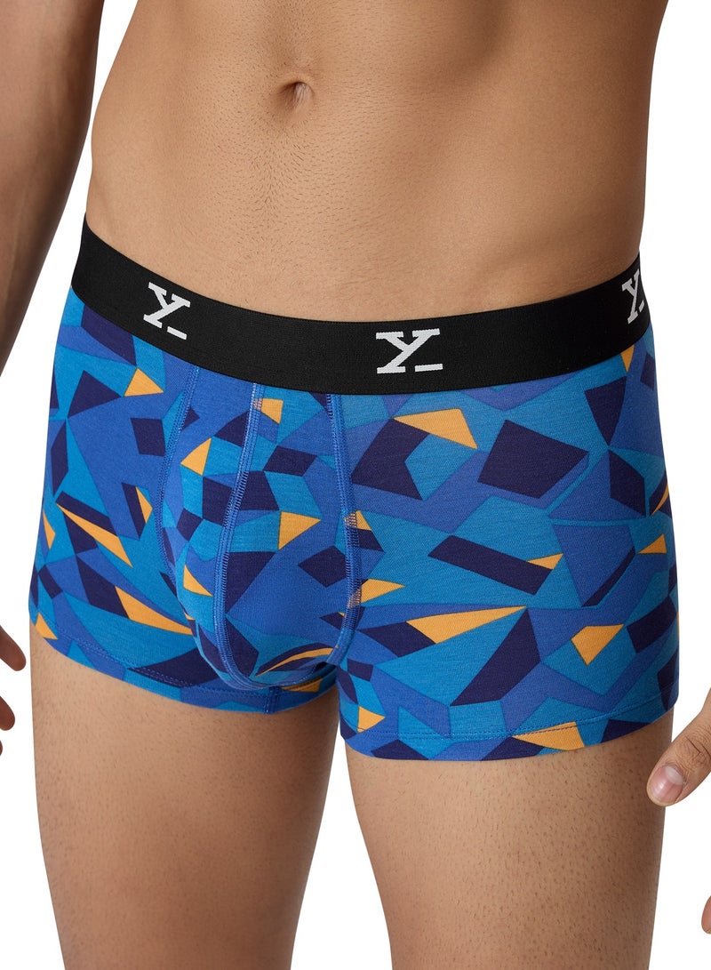 Pack of 3 Men's Shuffle Micromodal Regular Fit Printed Antimicrobial Trunks