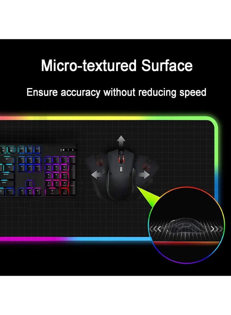 RGB Gaming Mouse Pad - Transform Your Gaming Experience, 12 Lighting Modes, 2 Brightness Levels, Anti-Slip Waterproof Surface, Large Extended Mouse Mat (31.5 x 11.8 Inch)