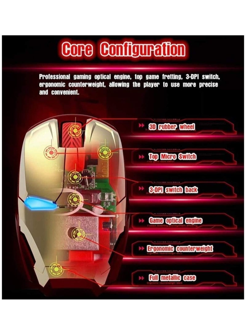 Wireless Mouse, Cool for Iron Man Mouse, 2.4 G Portable Mobile Computer Click Silent Mouse, Mouse Optical Mice with USB Receiver, for Notebook PC Laptop Computer Mac Book