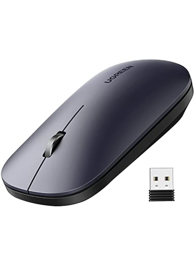 Wireless Mouse, Slim Mouse Silent Mice Noiseless for Laptop with 2.4G USB Adapter Ultrafast Scrolling Portable Mouse 4 Adjustable DPI Compatible with PC HP Lenovo ASUS Dell Smart TV-Black