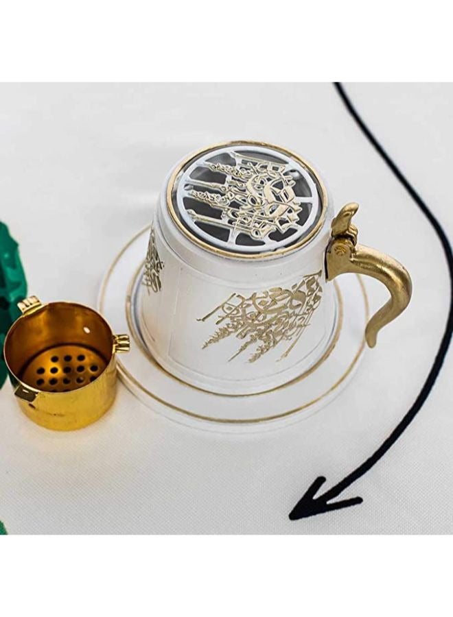 Office Incense Burner Deluxe Cup Type Pumice Charcoal For Home Decoration White 16x7x8cm