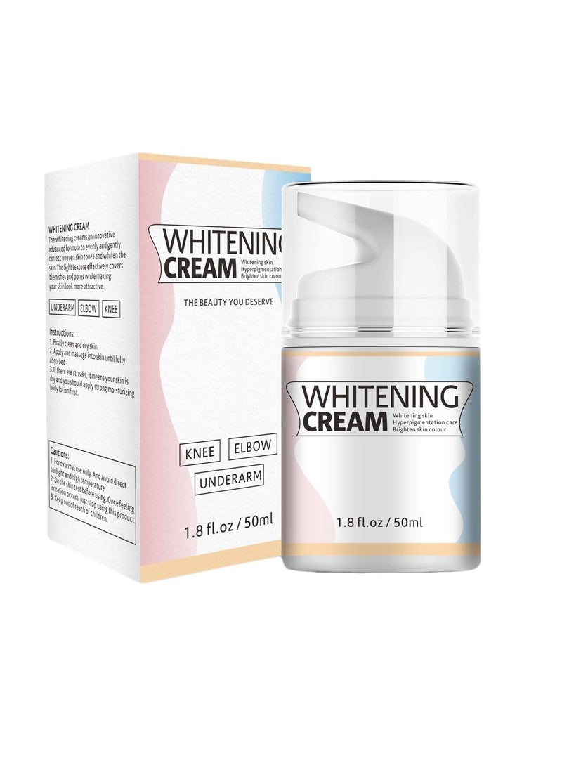 Skin Whitening Cream for Body, Underarm Lightening Cream for Intimate Areas and Bleaching, Brightening Cream Dark Spot Remover Corrector for Neck, Armpit, Elbow, Inner Thigh and Knees (1.8oz)