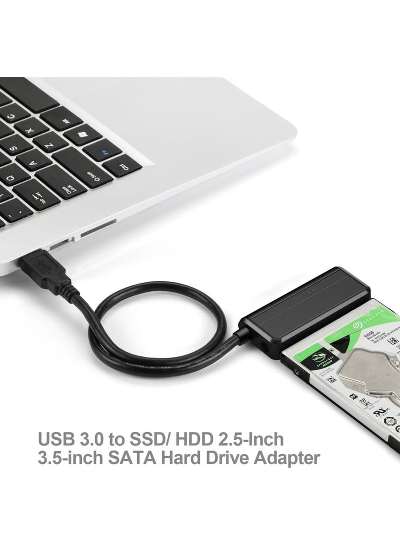 SATA to USB Cable Adapter, USB 3.0 to SATA External Hard Drive Converter Adapter with 12V/2A UK plug charger for 2.5 inch/ 3.5inch Hard Disk Drive HDD/SSD Data Transfer, Support UASP