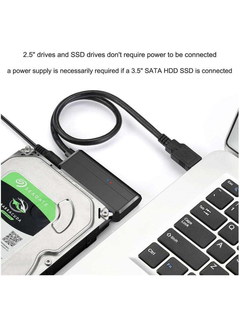 SATA to USB Cable Adapter, USB 3.0 to SATA External Hard Drive Converter Adapter with 12V/2A UK plug charger for 2.5 inch/ 3.5inch Hard Disk Drive HDD/SSD Data Transfer, Support UASP