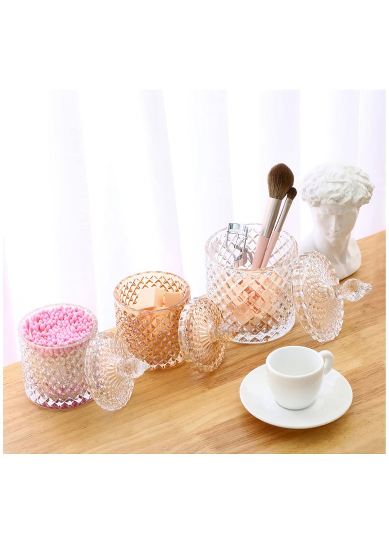 Crystal Candy Box, Candy Dish with Lid Glass Decorative Box Cookie Amber Jar Vintage Jewelry Box Trinket Boxes for Party Wedding Display Pothecary Flour Gifts For Friends Female, Brown Large