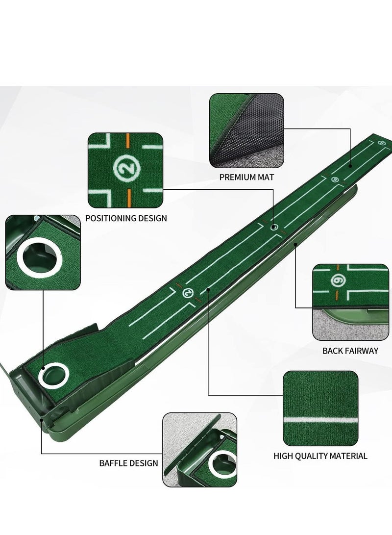 Putting Green Indoor Set, Long Putting Mat with Auto Ball Return, Suitable for Home and Office, Perfect Gift for Men