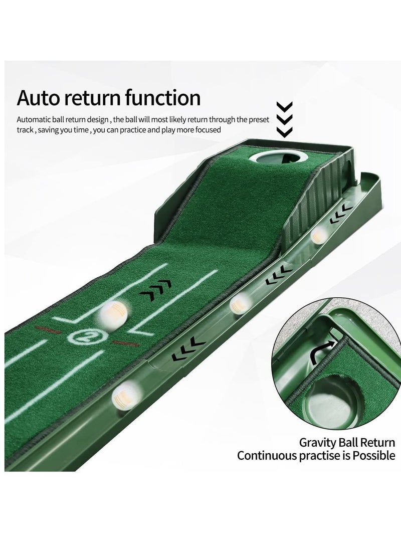 Putting Green Indoor Set, Long Putting Mat with Auto Ball Return, Suitable for Home and Office, Perfect Gift for Men