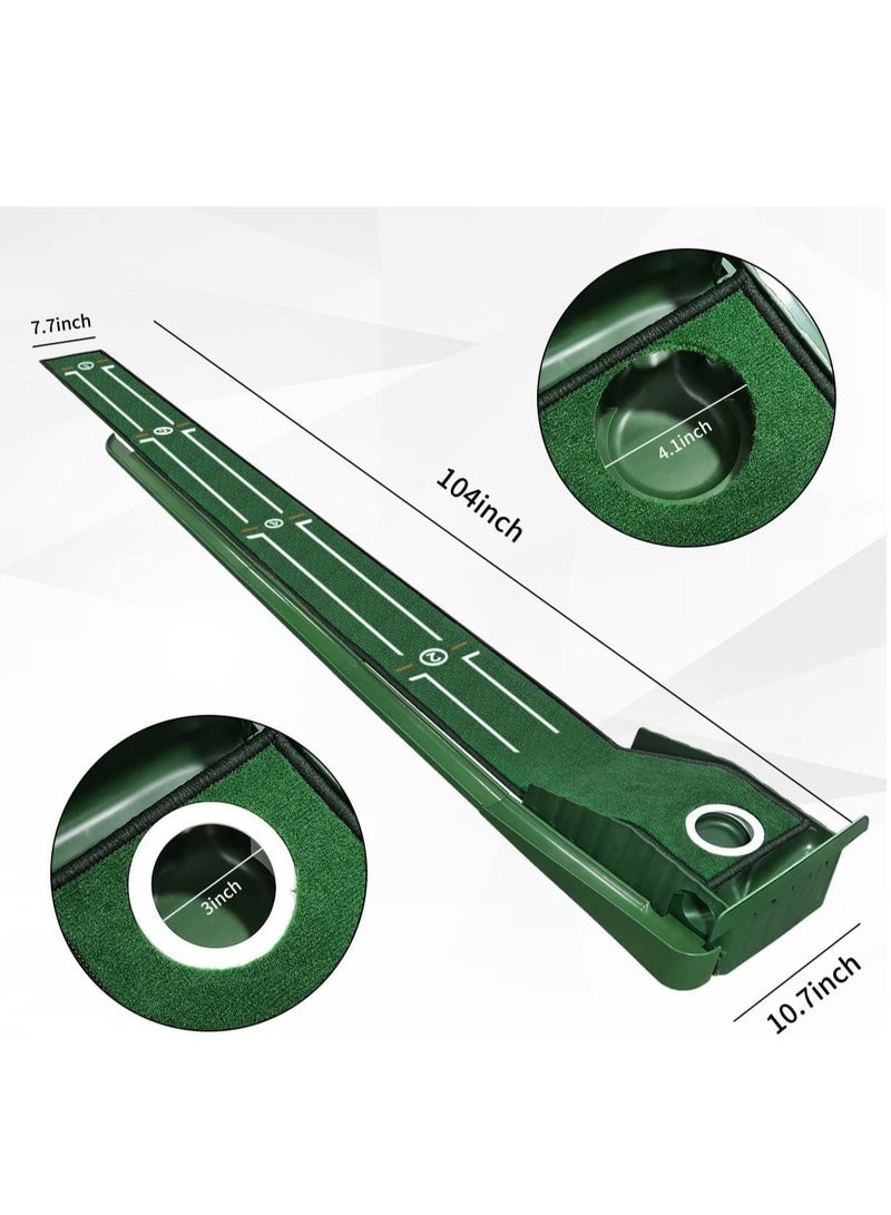 Putting Green Indoor Set, Long Putting Mat with Auto Ball Return, Suitable for Home and Office, Perfect Gift for Men