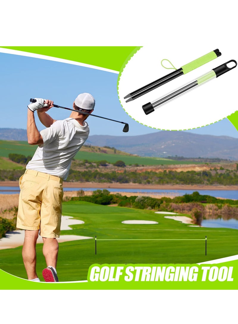 Golf Putting Aid String Guide, 2 Pieces with Pegs, Golf Putting Training Aid for Alignment and Practice, Putting String Line for Trainer, Indoor Practice (Green)