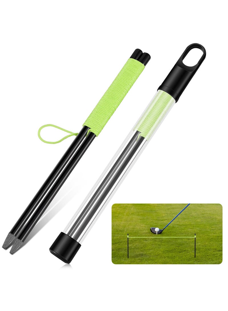 Golf Putting Aid String Guide, 2 Pieces with Pegs, Golf Putting Training Aid for Alignment and Practice, Putting String Line for Trainer, Indoor Practice (Green)