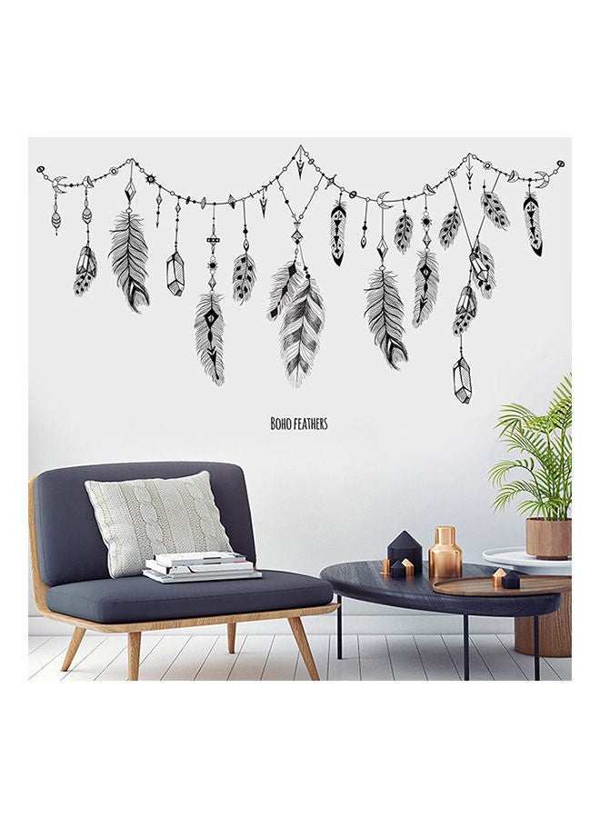 Black Feather Wall Stickers Removable Waterproof Sticker Bedroom Living Room Sitting Bathroom Grey