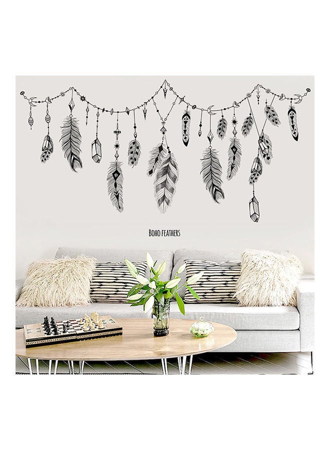 Black Feather Wall Stickers Removable Waterproof Sticker Bedroom Living Room Sitting Bathroom Grey